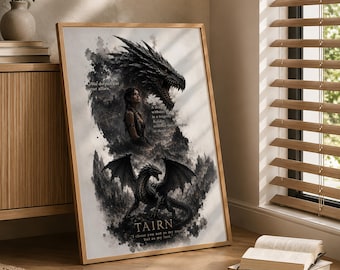 Tairn Poster Print: Fourth Wing Dragon Fantasy Wall Art, Book Lover Gift