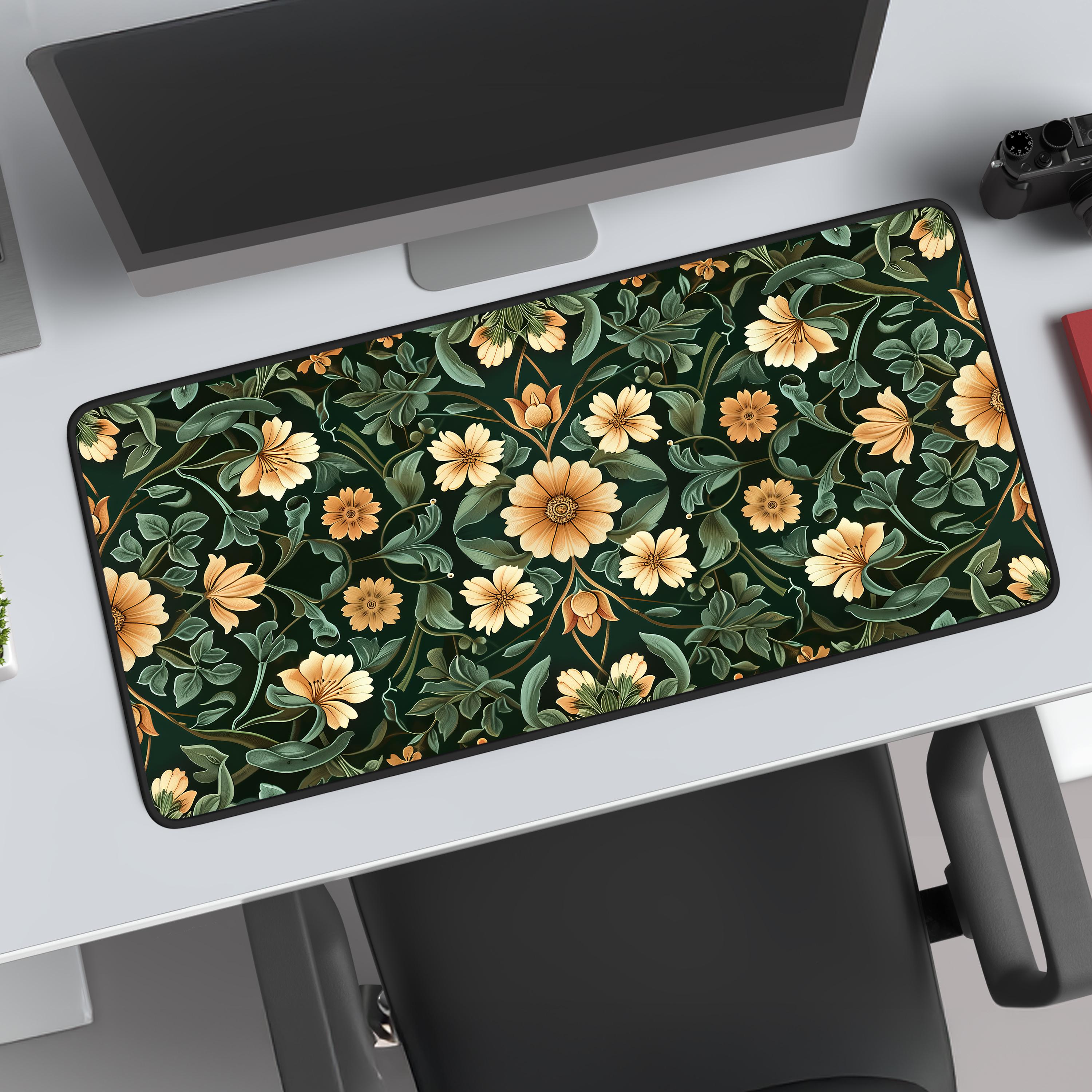 ウィリアム・モリス デスクマット：グリーンフローラルのヴィンテージ