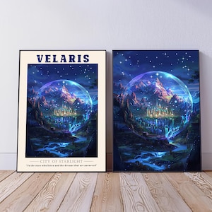 Velaris Snow Globe Print: Night Court, ACOTAR Fantasy Art (Digital Download
