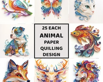 Animal Quilling Clipart Bundle: 275 JPG Images for Crafts (Digital Download)