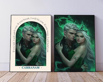 Lámina artística de Aelin y Rowan: inspirada en Trono de Cristal (descarga digital)