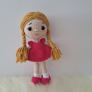Cute Amigurumi Girl Doll – Handmade Crochet Toy, First Baby Doll, Stuffed Toy for Toddler Girls, Gift for Kids, Daughter or Girlfriend