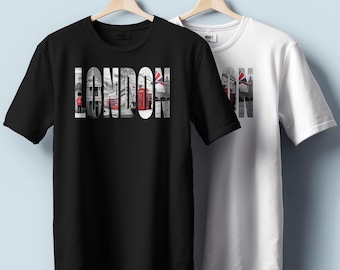 London T-Shirt – Iconic London Skyline Typography Tee | Unisex Heavy Cotton