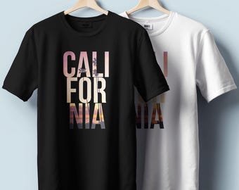 T-shirt Californië – typografie skyline skyline | Uniseks katoen