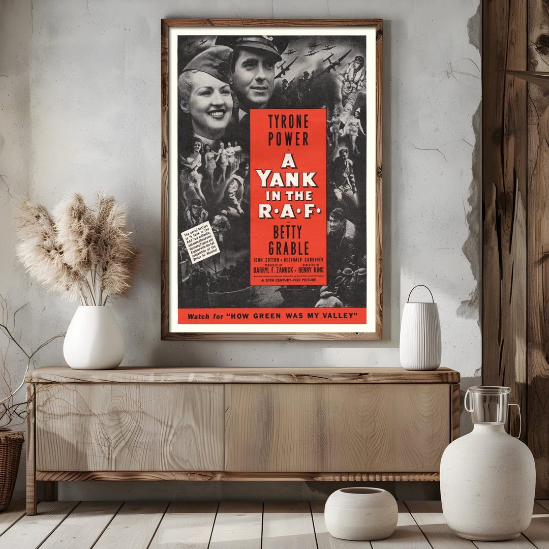 A Yank In The Raf 1941 Full Movie 1941 A Yank in the RAF Vintage Movie Poster | Classic War Film Wall Art