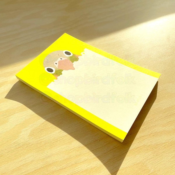 Bloc de notas de canela/piña con cotorra de mejillas verdes / Lindos regalos de cotorra de mejillas verdes, accesorios para cotorra de mejillas verdes, bloc de notas kawaii, regalo para mascotas con forma de pájaro, productos para pájaros