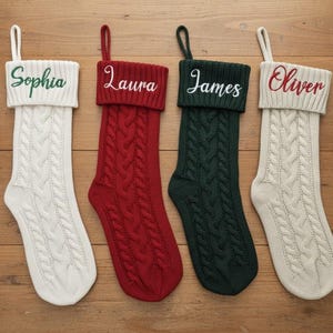 Personalized Knit Christmas Stocking – Large Embroidered Plush