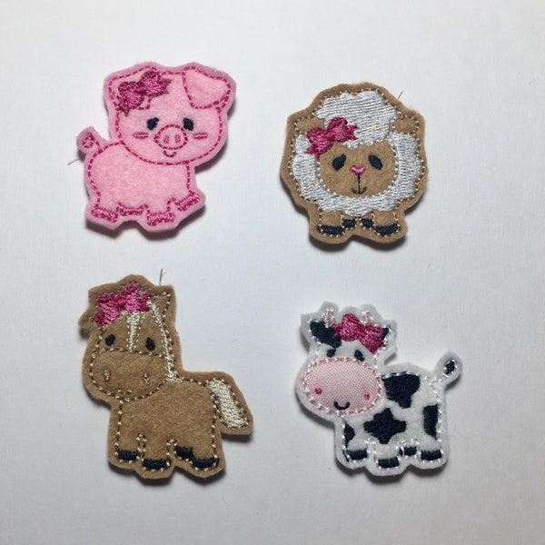 Cow Horse Pig Sheep Farm Animals Embroidered Felt Applique