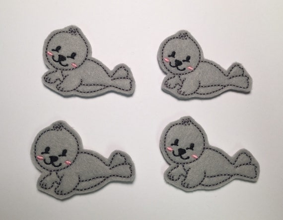 Shark Gray Fish Ocean Animals Embroidered Felt Applique