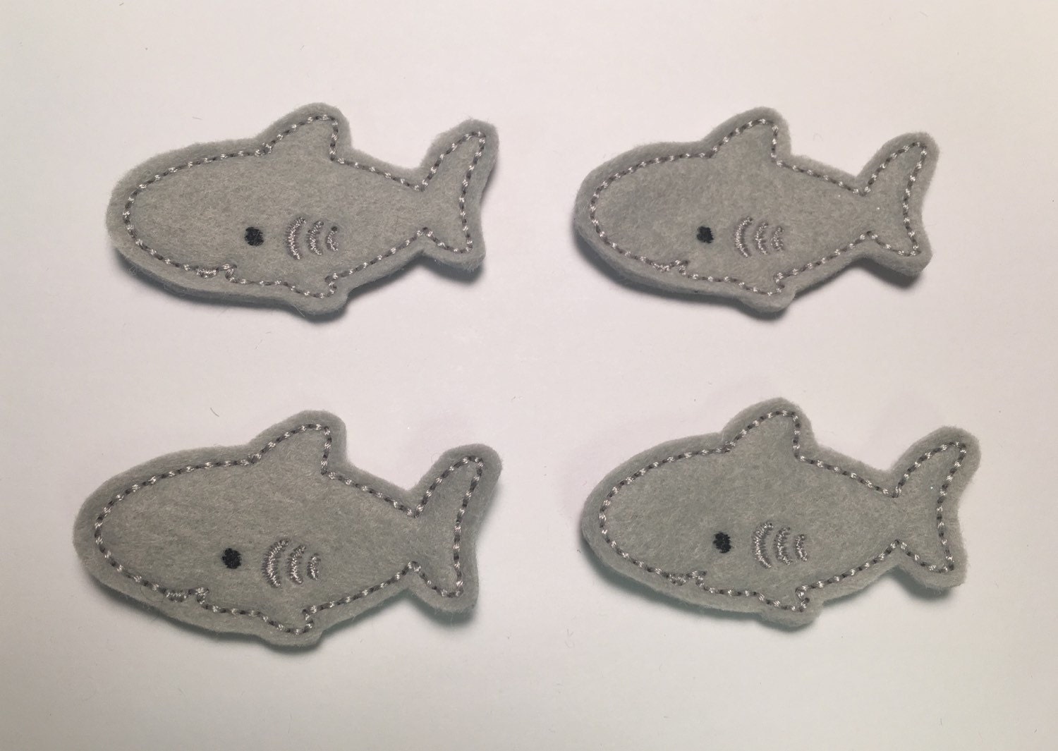 Shark Gray Fish Ocean Animals Embroidered Felt Applique