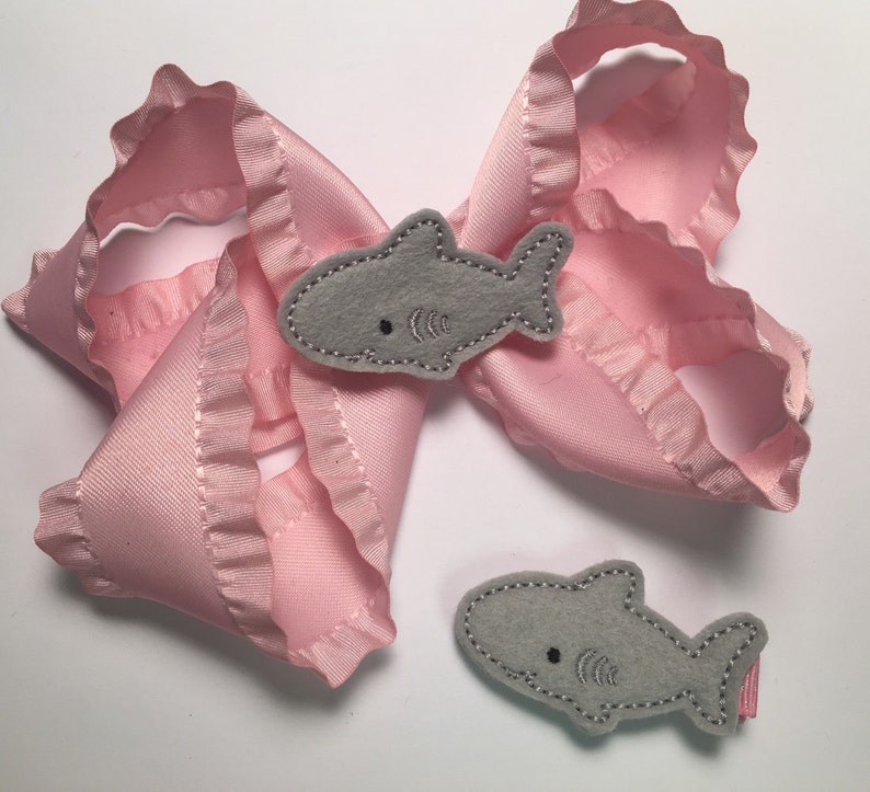 Shark Gray Fish Ocean Animals Embroidered Felt Applique
