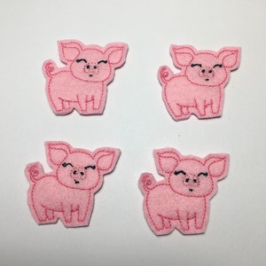 Pig Pink Piggy Farm Animals Embroidered Felt Applique