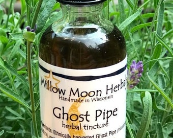 Ghost Pipe Tincture  Monotropa Uniflora  2 ounce w flower in bottle, Indian Pipe ~ Willow Moon