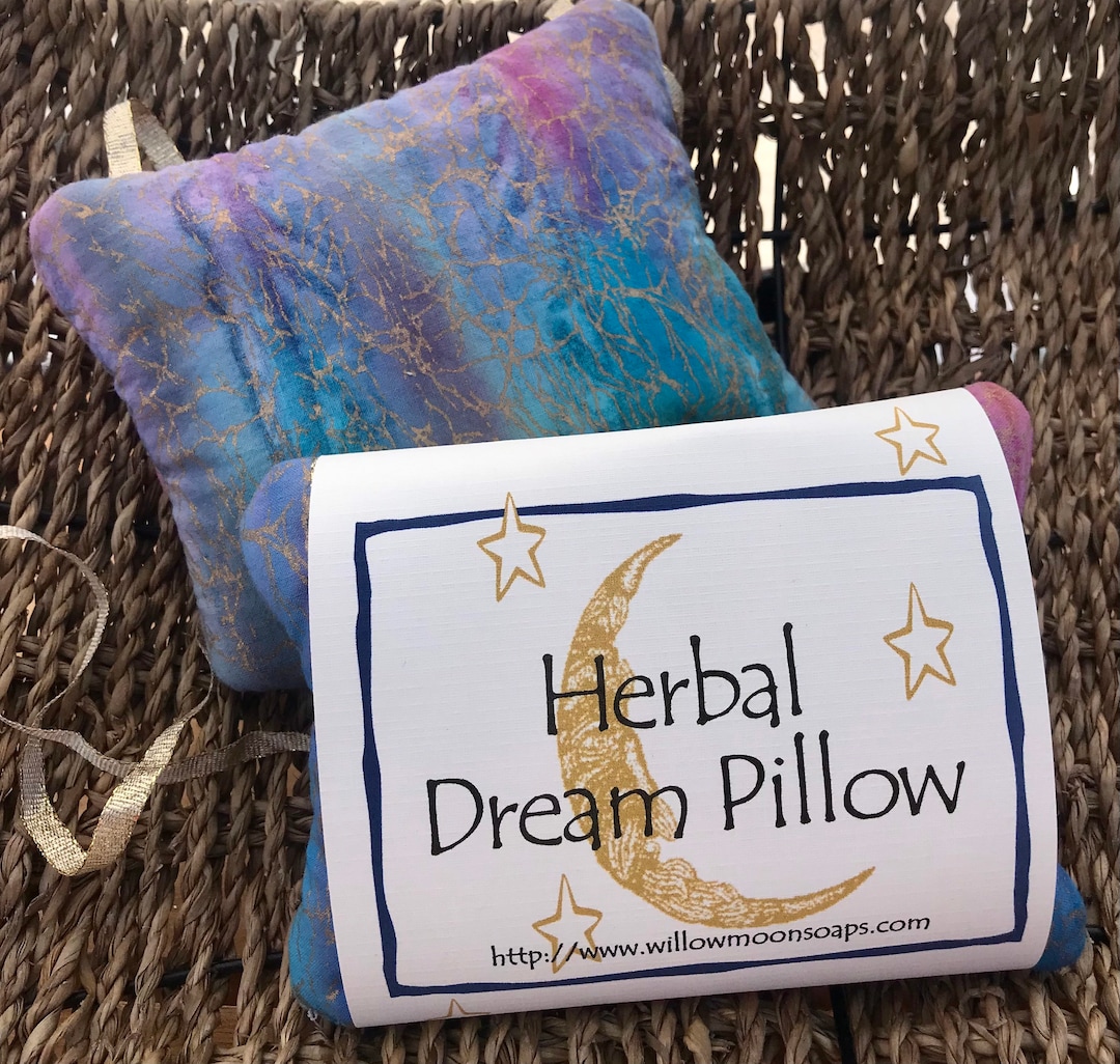 Herbal Dream Pillow Restful Sleep Lavender Mugwort Hops Willow Moon herbal-dream-pillow-restful-sleep-lavender-mugwort-hops-willow-moon