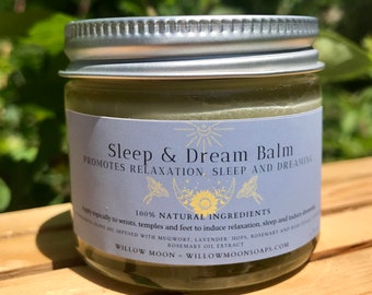 Sleep and Dream Balm - Naturally relaxing, promotes sleep and dreaming. Anxiety, insomnia, stress relief, mugwort, lavender