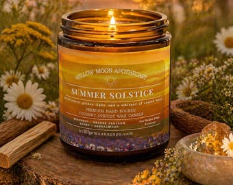 Summer Solstice Candle, Wildflower Sandalwood Scent, Coconut Apricot Wax Candle