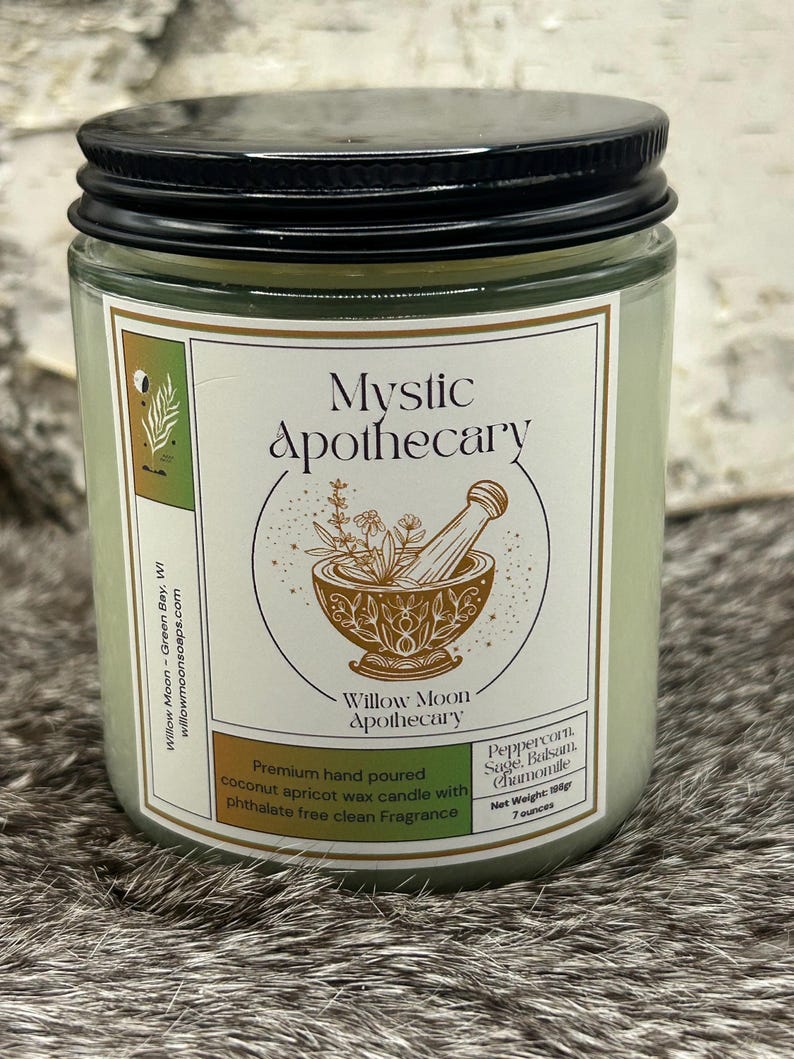 Mystic Apothecary Old world Scented Candle, Herbal Spice and Moss, Clean Burning Coconut Apricot Wax, Phthalate Free fragrance, 7.5 oz image 3