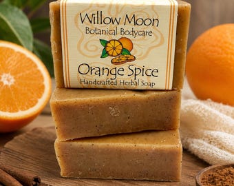 Handcrafted Soap Orange Spice, invigorating natural spicy soap, moisturizing dry skin care /Willow Moon