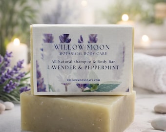 Lavender Peppermint Shampoo and Body Bar, Herbal Hair and Skin Care, Herbal alchemy for your hair