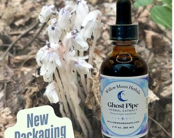 Ghost Pipe Tincture  Monotropa Uniflora, flower in bottle, Indian pipe   ~Willow Moon