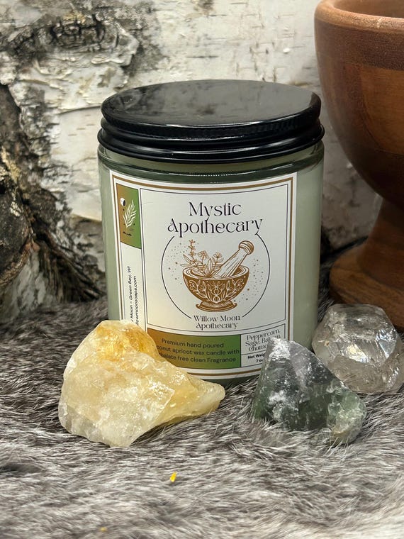 Mystic Apothecary Old world Scented Candle, Herbal Spice and Moss, Clean Burning Coconut Apricot Wax, Phthalate Free fragrance, 7.5 oz