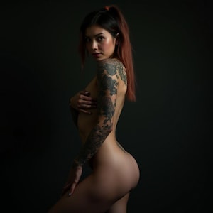 Framed Canvas Paintings and Posters - Sexy AI Tattoos Girls V15 | Digital Art | Sensual Art | AI-Generated | Personal Collection Artwork