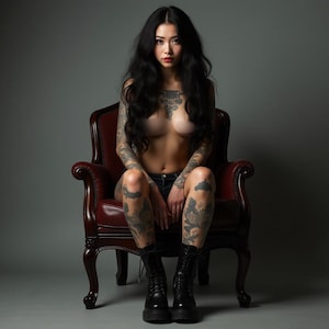 Framed Canvas Paintings and Posters - Sexy AI Tattoos Girls V25 | Digital Art | Sensual Art | AI-Generated | Personal Collection Artwork