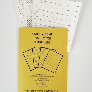 Visible mending sewing guide, sashiko stitching, washable stabilizer for clothes mending and repair, embroidery stitching patches