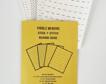 Visible mending sewing guide, sashiko stitching, washable stabilizer for clothes mending and repair, embroidery stitching patches