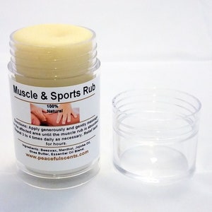 Muscle and Sports Rub | Sore Muscle Balm | All Natural Sore Muscle Relief Balm | Sore Muscle Liniment | Peaceful Scents