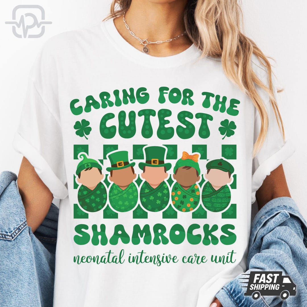 NICU Nurse St Patrick's Day Shirt, Caring for the Cutest Shamrocks Tee ...
