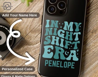 Personalized Night Shift Nurse Phone Case, Night Shift Era, Custom Name Nurse Phone Case, Retro Nurse, Nurse Appreciation, Gift for Nurse