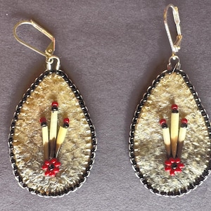 Salmon Leather Beaded Earrings