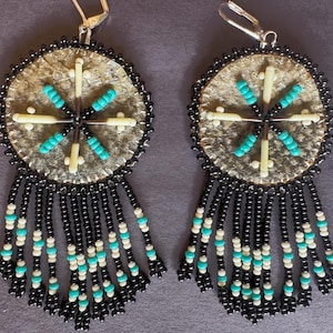 Salmon Leather Beaded Earrings