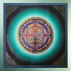 Sacred Rainbow Kalachakra Mandala Thangka Painting for Serene Home Decor and Mindful Meditation