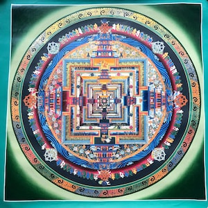 Sacred Kalachakra Mandala Thangka Painting for Serene Home Decor and Mindful Meditation