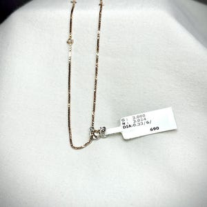 Diamond Bezel Station Necklace | 18k Gold Layering Chain (14 Inches)