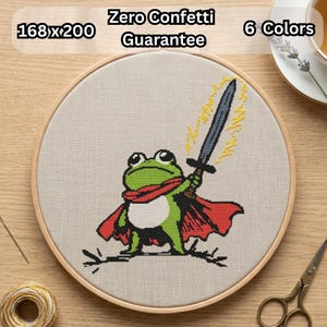 Frog Knight Cross Stitch Pattern PDF, Cute Hero Toad Sword Embroidery Chart, Fantasy Warrior Decor, Instant Download DIY Craft File