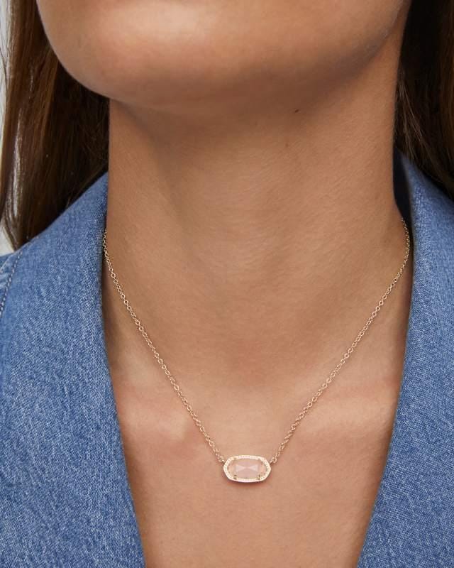 Elisa 14K Gold Pendant Necklace in Rose Quartz