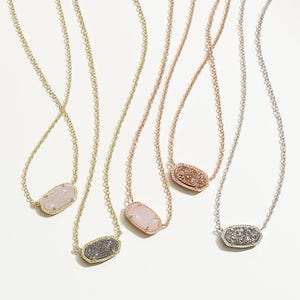 Ever Gold Short Pendant Necklace in Platinum Drusy
