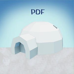 Plantilla de papel 3D de bajo polígono para hacer un iglú de invierno y decorar la Navidad