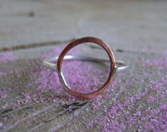 Symmetry -  rustic open circle ring in choice of metals - made to order