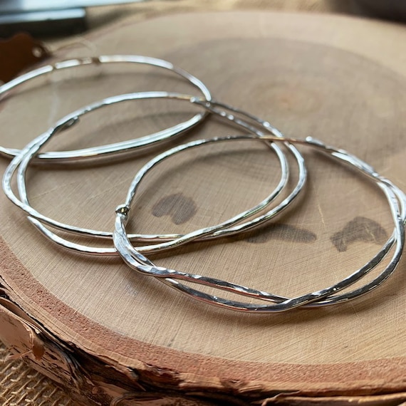 Fusion - a wreathlike bangle bracelet hand forged from fused Argentium Sterling - made to order