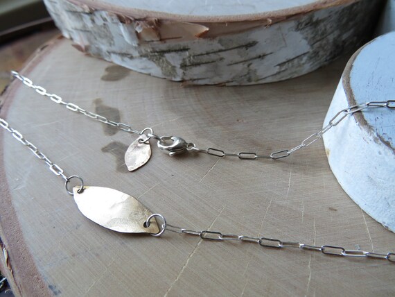 Leaf - gold fill and sterling necklace - made to order