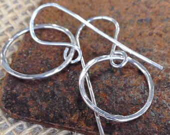 Little Ovals - dangling hoop earrings in bright or oxidized sterling, 14K gold-fill or copper - made to order