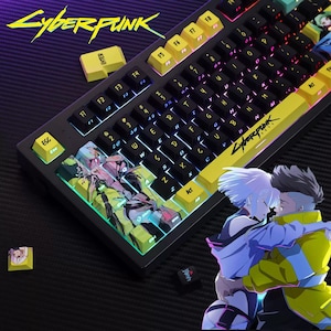 Cyberpunk: Edgerunner 124 Keycaps Set - Dual Legends (Top + Side), Cool Cherry Keycaps, Custom Keycaps, Mechanical Keyboard