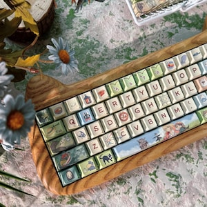 Ghibli Anime Japanese Style 140 Keycaps Set + Keycap Remover All-in-One - Cherry Profile Cute Keycaps, Custom Keycaps