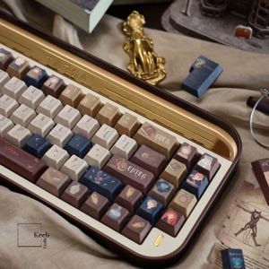 Type 2 Harry-Potter-Inspired 140 Keycaps Set + Keycap Remover All-in-One - Square/Round Cute Keycaps, Custom Keycaps