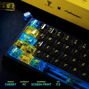 Cyberpunk: Edgerunner 172 Keycaps Set + Keycap Remover All-in-One - Cool Shinethrough Keycaps, Cherry Custom Keycaps, Mechanical Keyboard