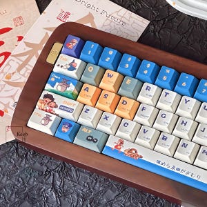 Ghibli Anime Totoro Japanese Style 150 Keycaps Set + Keycap Remover All-in-One - Cherry Profile Cute Keycaps, Custom Keycaps